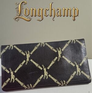 Longchamp Vintage Signature Brown and Gold Wallet